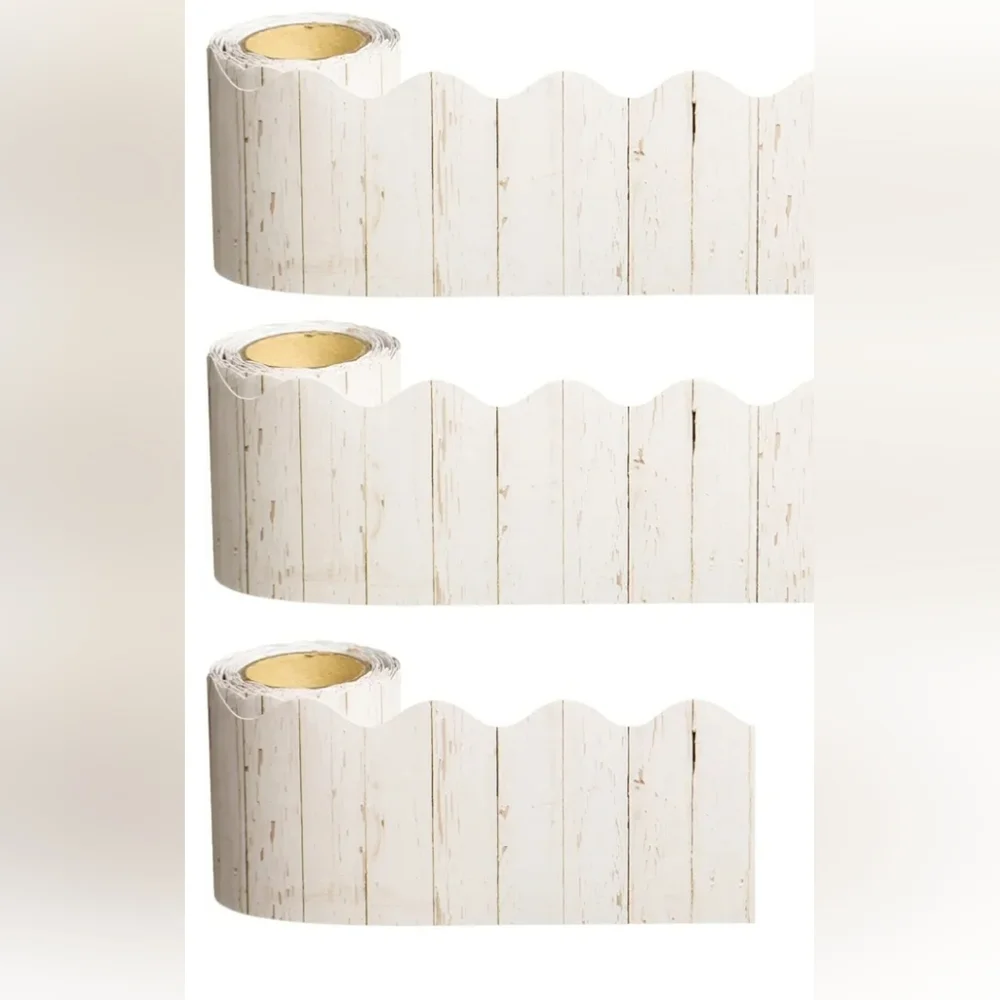 White Rustic Decorative 3 Rolls. 99ft White Wood Bulletin Board Border Trim Roll
